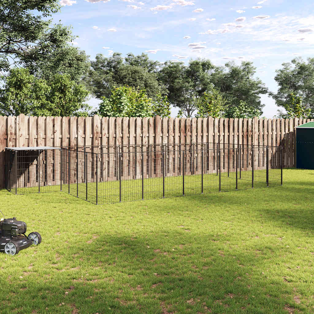 Hondenkennel 19,36 m² staal zwart is nu te koop bij PeponiXL, paradijselijk wonen!