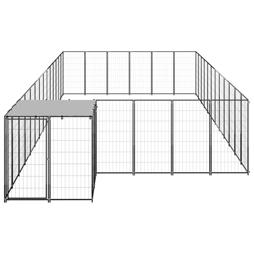 Hondenkennel 22,99 m² staal zwart is nu te koop bij PeponiXL, paradijselijk wonen!
