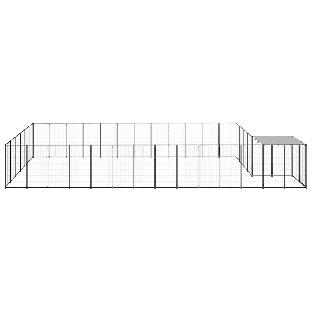 Hondenkennel 22,99 m² staal zwart is nu te koop bij PeponiXL, paradijselijk wonen!