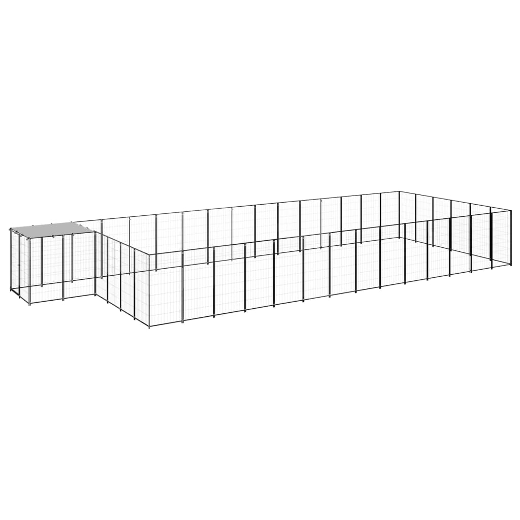 Hondenkennel 26,62 m² staal zwart is nu te koop bij PeponiXL, paradijselijk wonen!