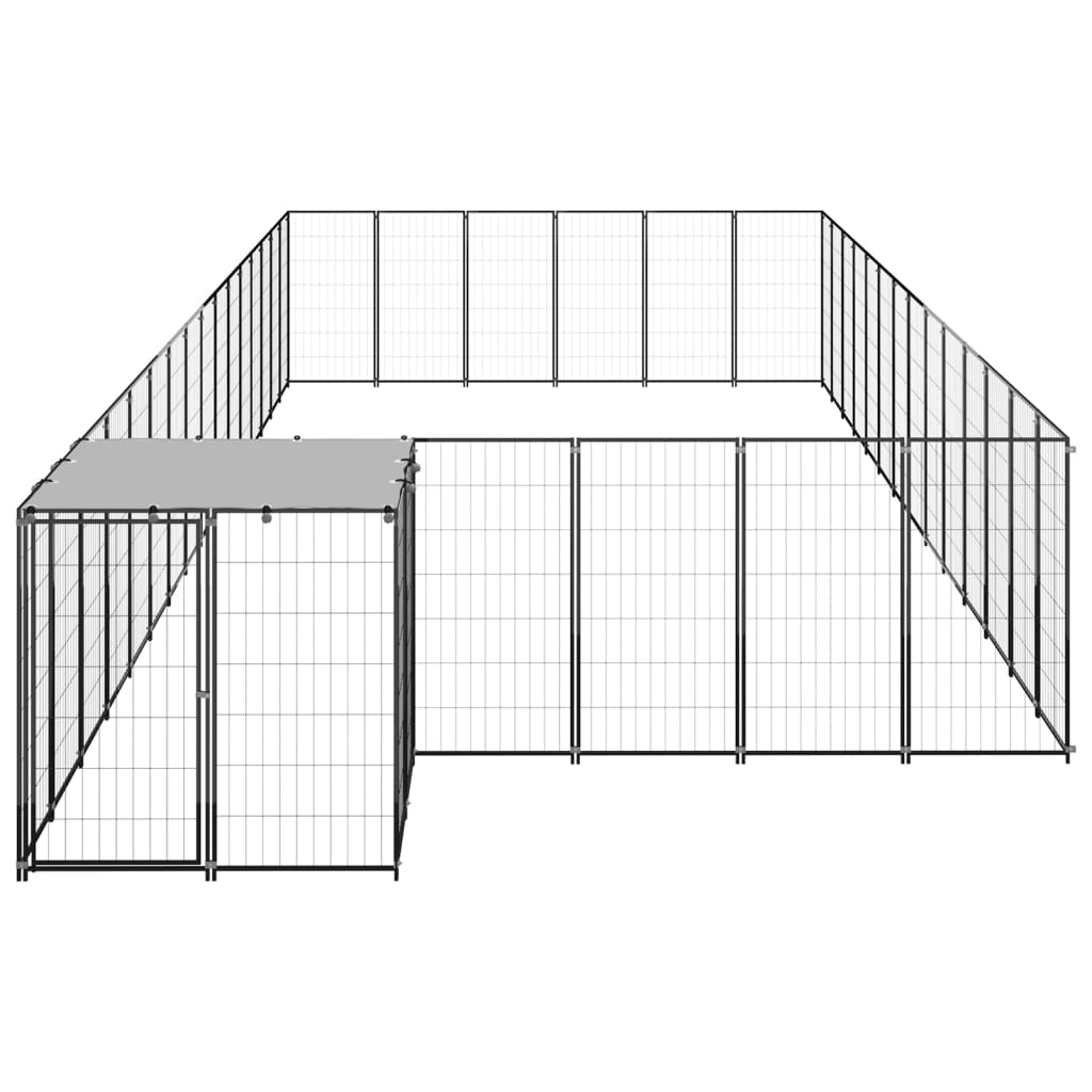 Hondenkennel 26,62 m² staal zwart is nu te koop bij PeponiXL, paradijselijk wonen!
