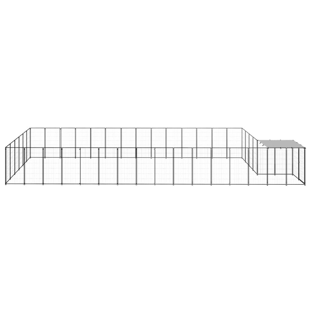 Hondenkennel 26,62 m² staal zwart is nu te koop bij PeponiXL, paradijselijk wonen!