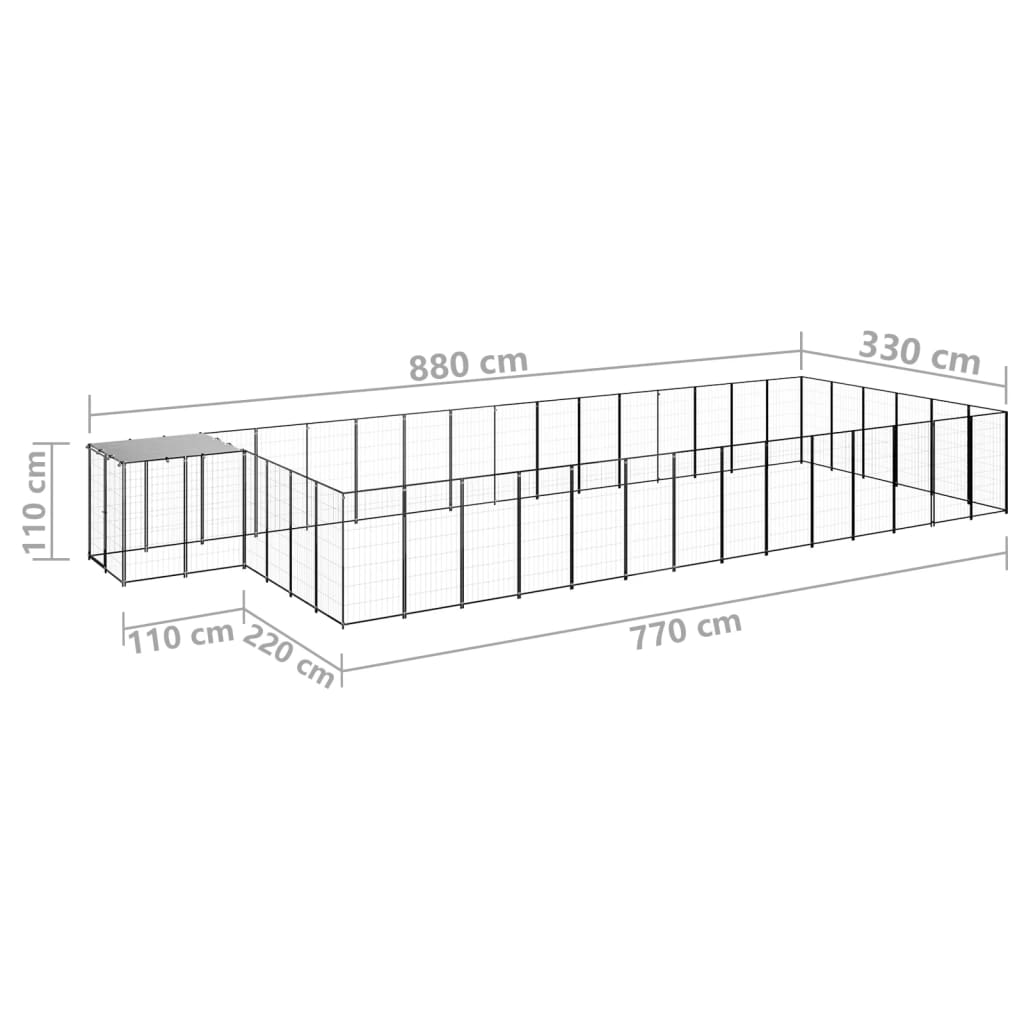Hondenkennel 26,62 m² staal zwart is nu te koop bij PeponiXL, paradijselijk wonen!