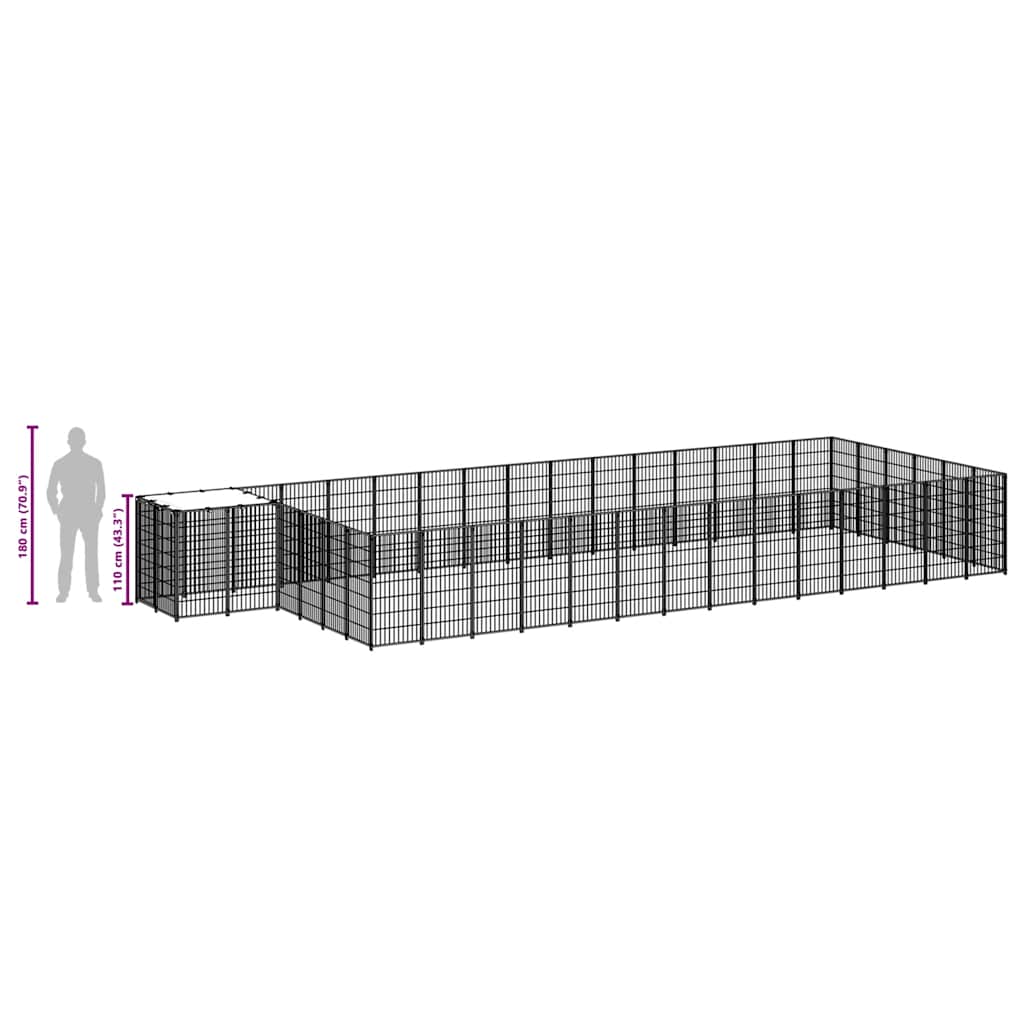Hondenkennel 26,62 m² staal zwart is nu te koop bij PeponiXL, paradijselijk wonen!