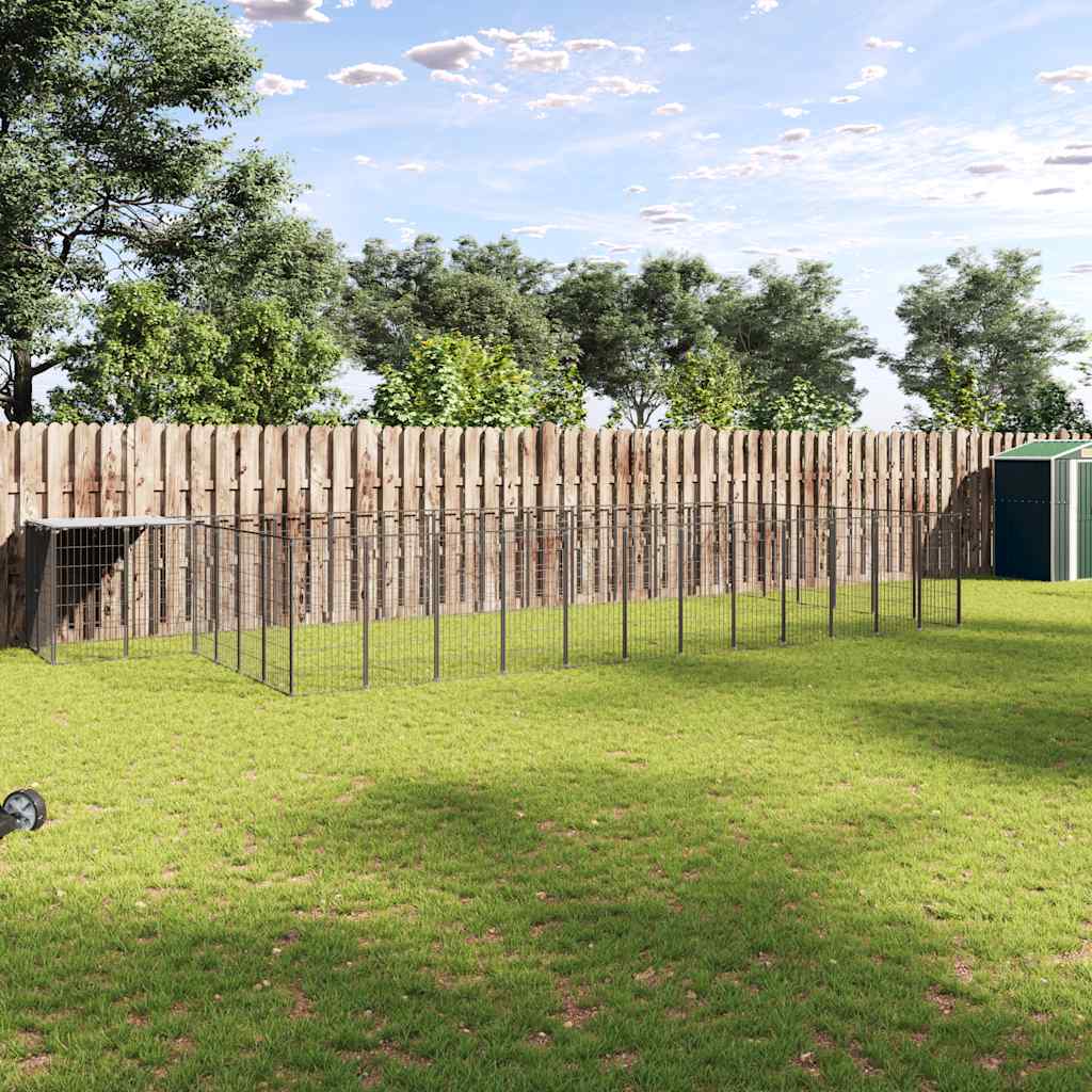 Hondenkennel 26,62 m² staal zwart is nu te koop bij PeponiXL, paradijselijk wonen!