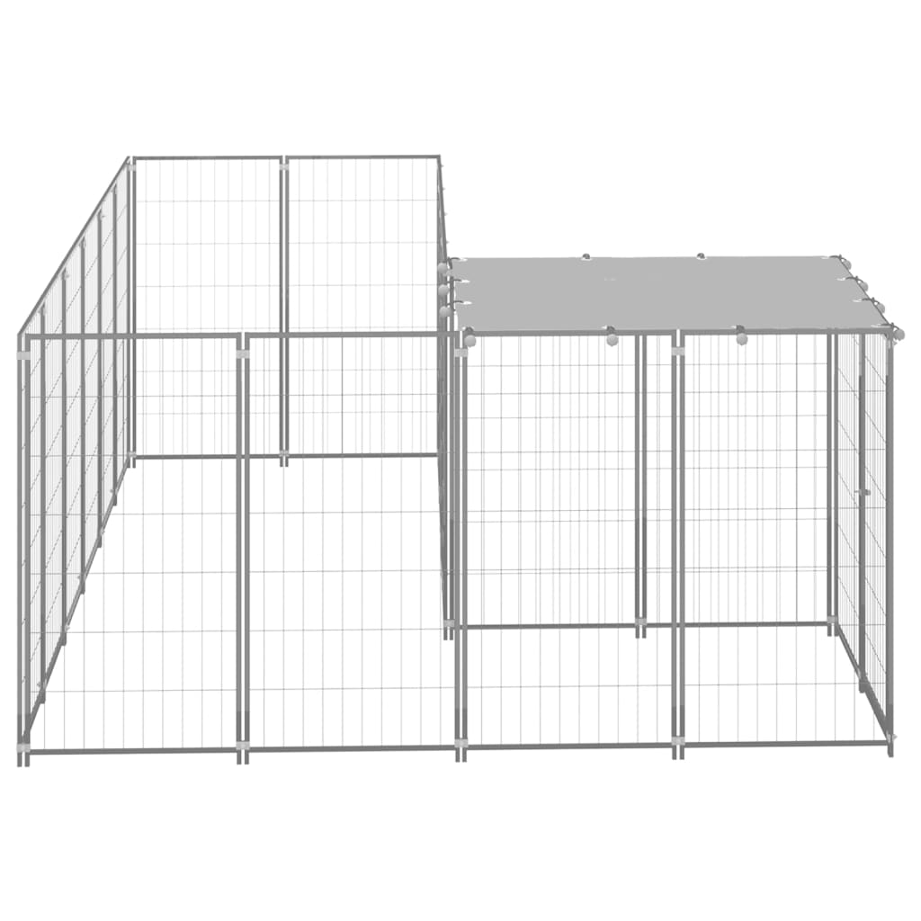 Hondenkennel 4,84 m² staal zilverkleurig is nu te koop bij PeponiXL, paradijselijk wonen!