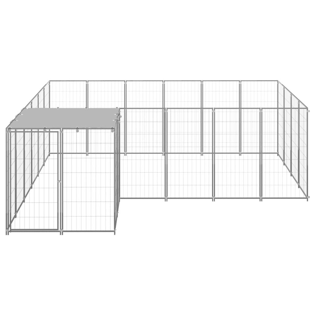 Hondenkennel 8,47 m² staal zilverkleurig is nu te koop bij PeponiXL, paradijselijk wonen!