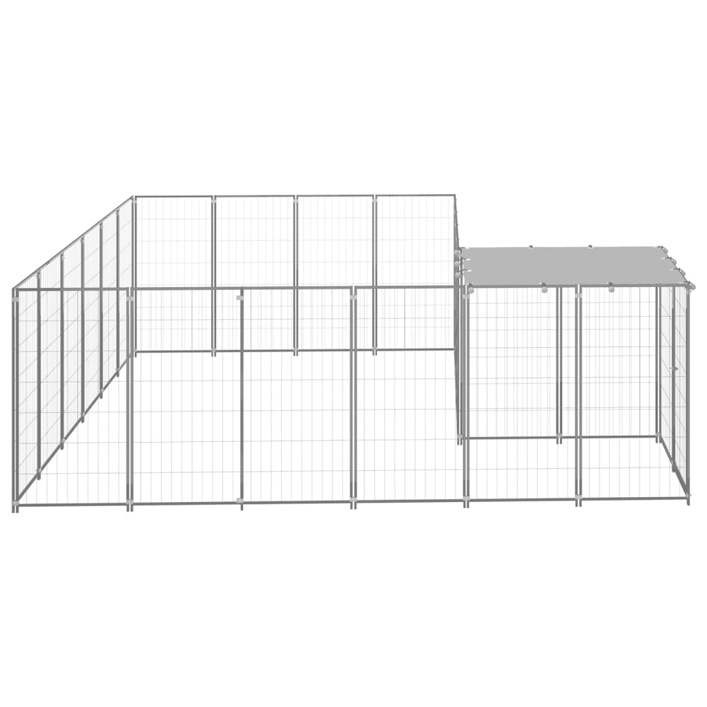 Hondenkennel 8,47 m² staal zilverkleurig is nu te koop bij PeponiXL, paradijselijk wonen!