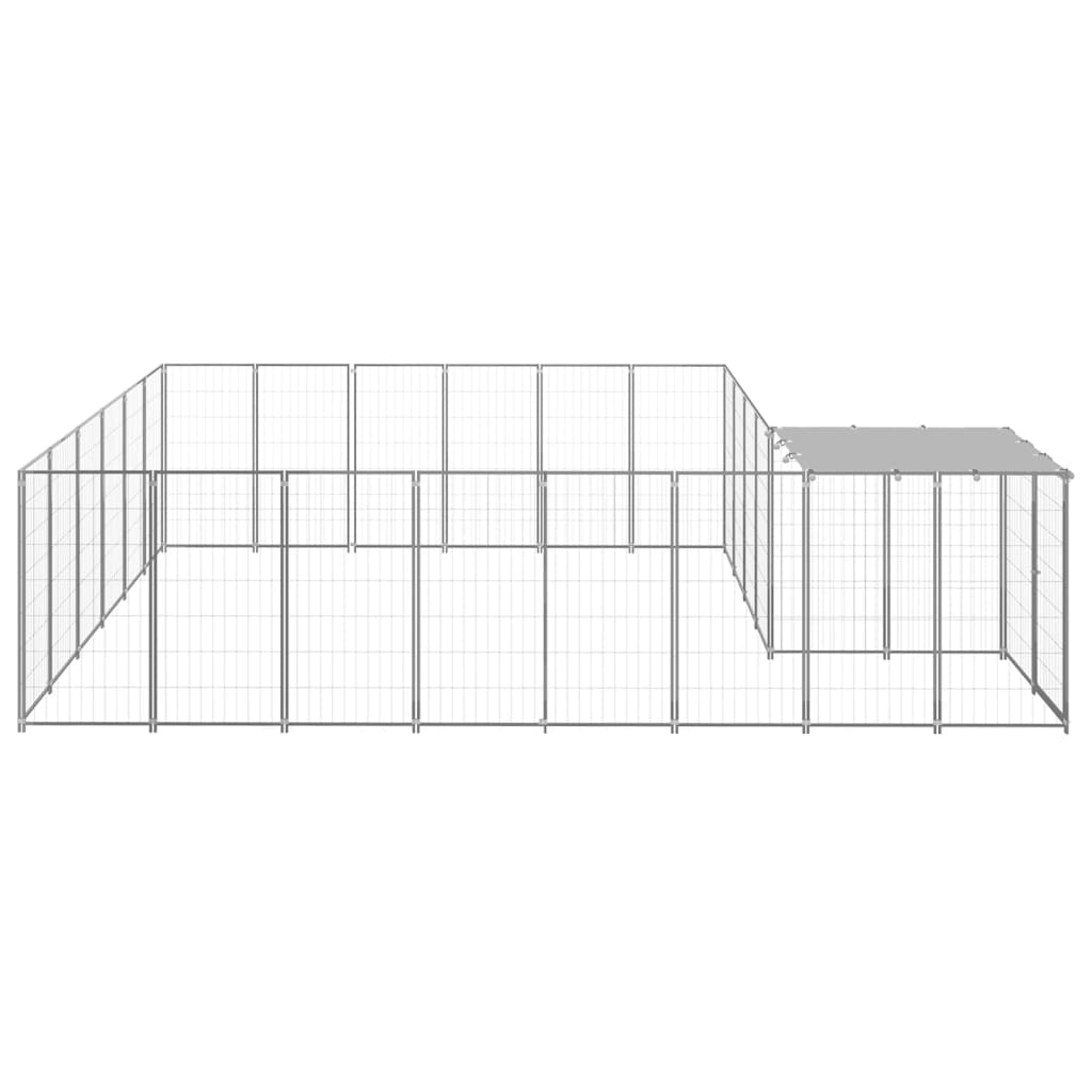 Hondenkennel 12,1 m² staal zilverkleurig is nu te koop bij PeponiXL, paradijselijk wonen!