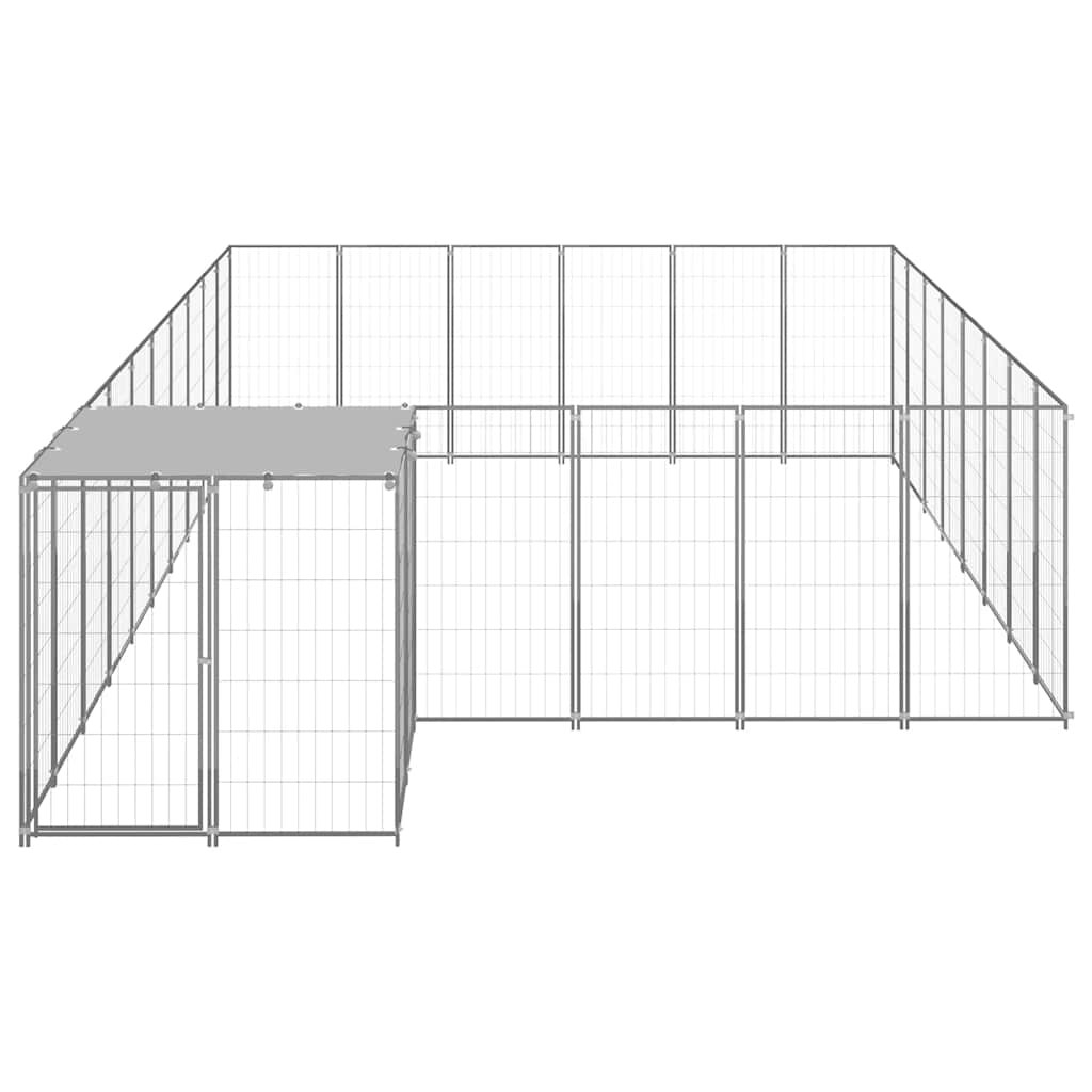 Hondenkennel 15,73 m² staal zilverkleurig is nu te koop bij PeponiXL, paradijselijk wonen!