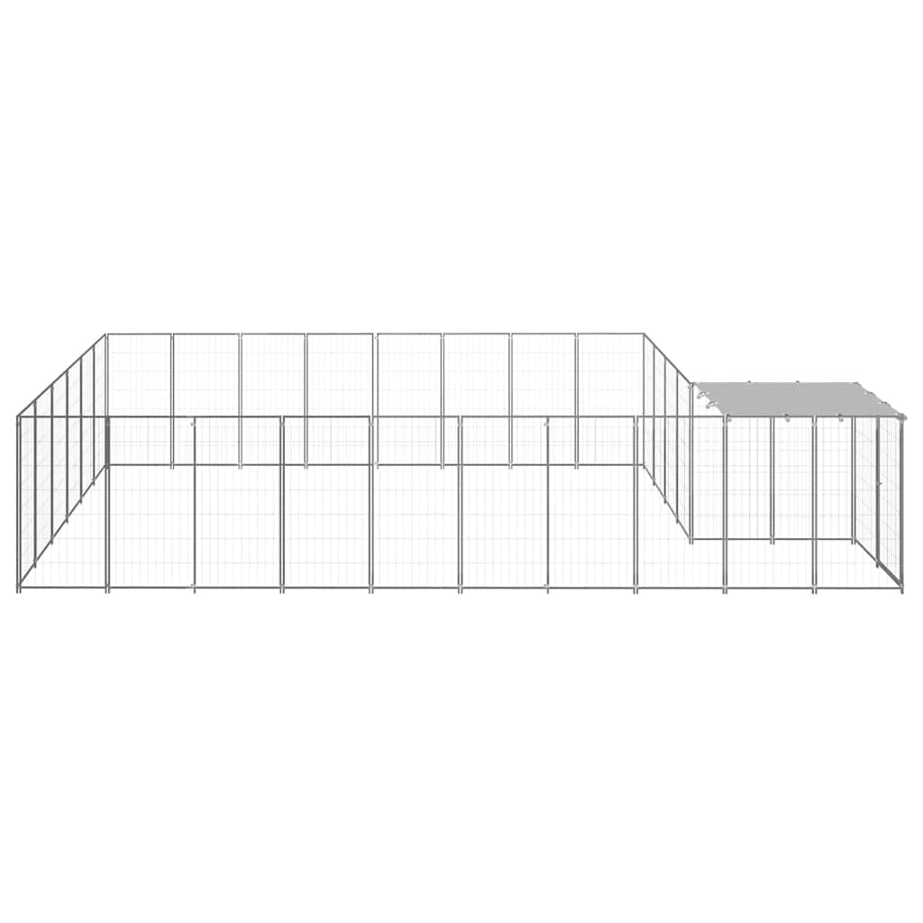 Hondenkennel 15,73 m² staal zilverkleurig is nu te koop bij PeponiXL, paradijselijk wonen!