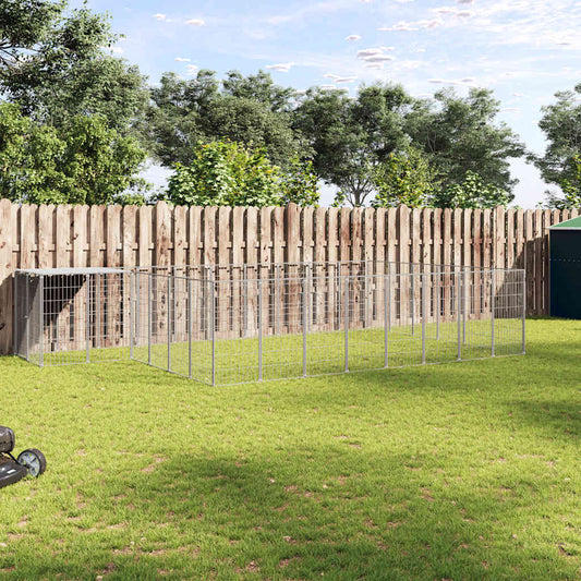 Hondenkennel 15,73 m² staal zilverkleurig is nu te koop bij PeponiXL, paradijselijk wonen!