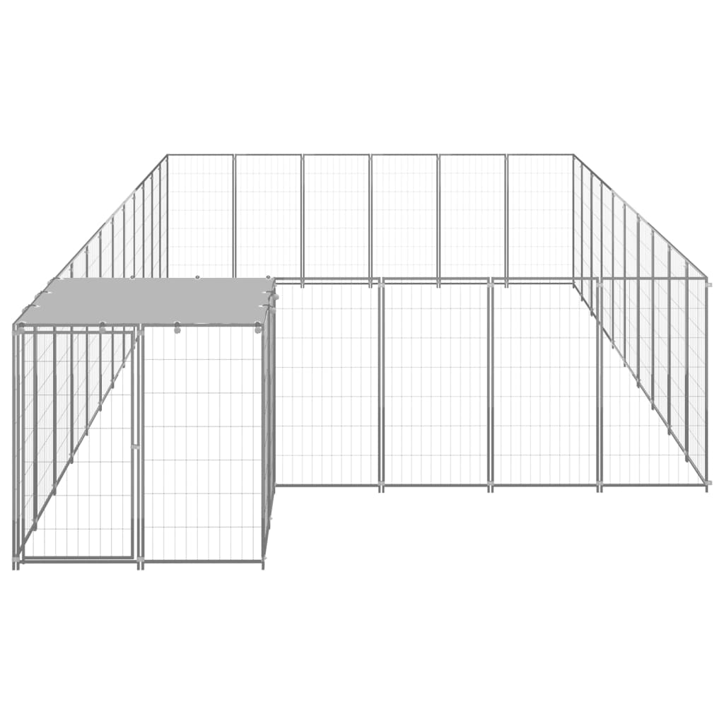 Hondenkennel 19,36 m² staal zilverkleurig is nu te koop bij PeponiXL, paradijselijk wonen!