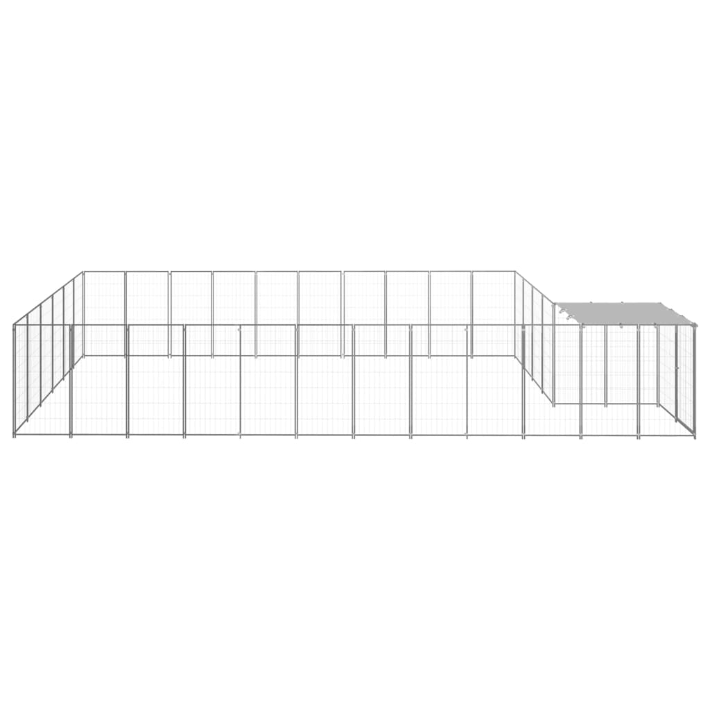 Hondenkennel 19,36 m² staal zilverkleurig is nu te koop bij PeponiXL, paradijselijk wonen!