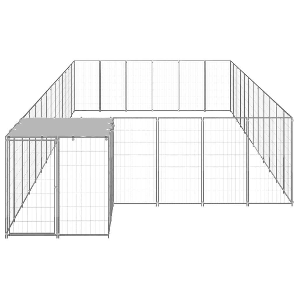 Hondenkennel 22,99 m² staal zilverkleurig is nu te koop bij PeponiXL, paradijselijk wonen!