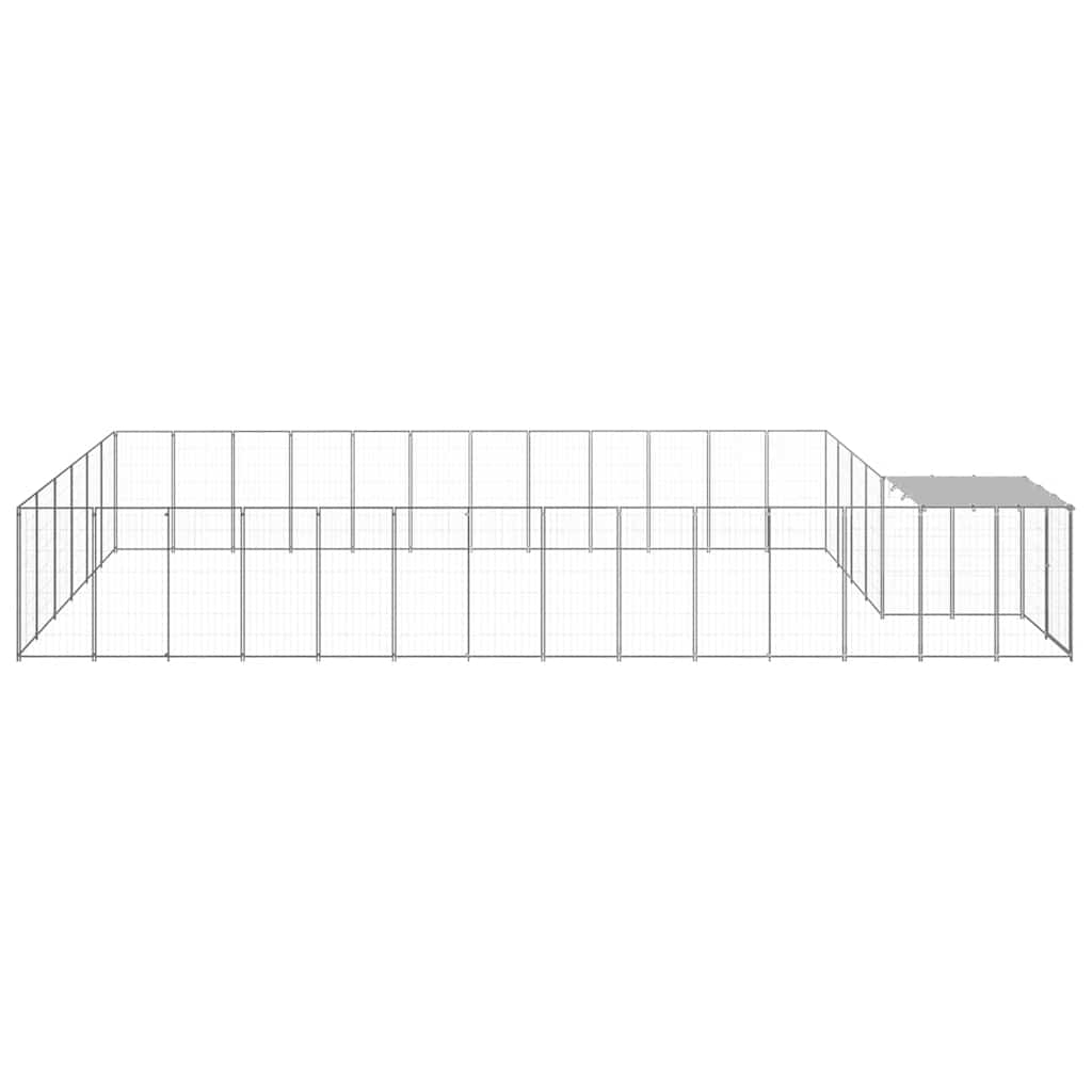 Hondenkennel 22,99 m² staal zilverkleurig is nu te koop bij PeponiXL, paradijselijk wonen!