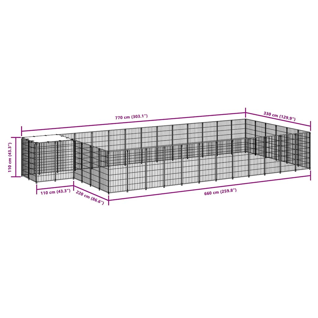 Hondenkennel 22,99 m² staal zilverkleurig is nu te koop bij PeponiXL, paradijselijk wonen!