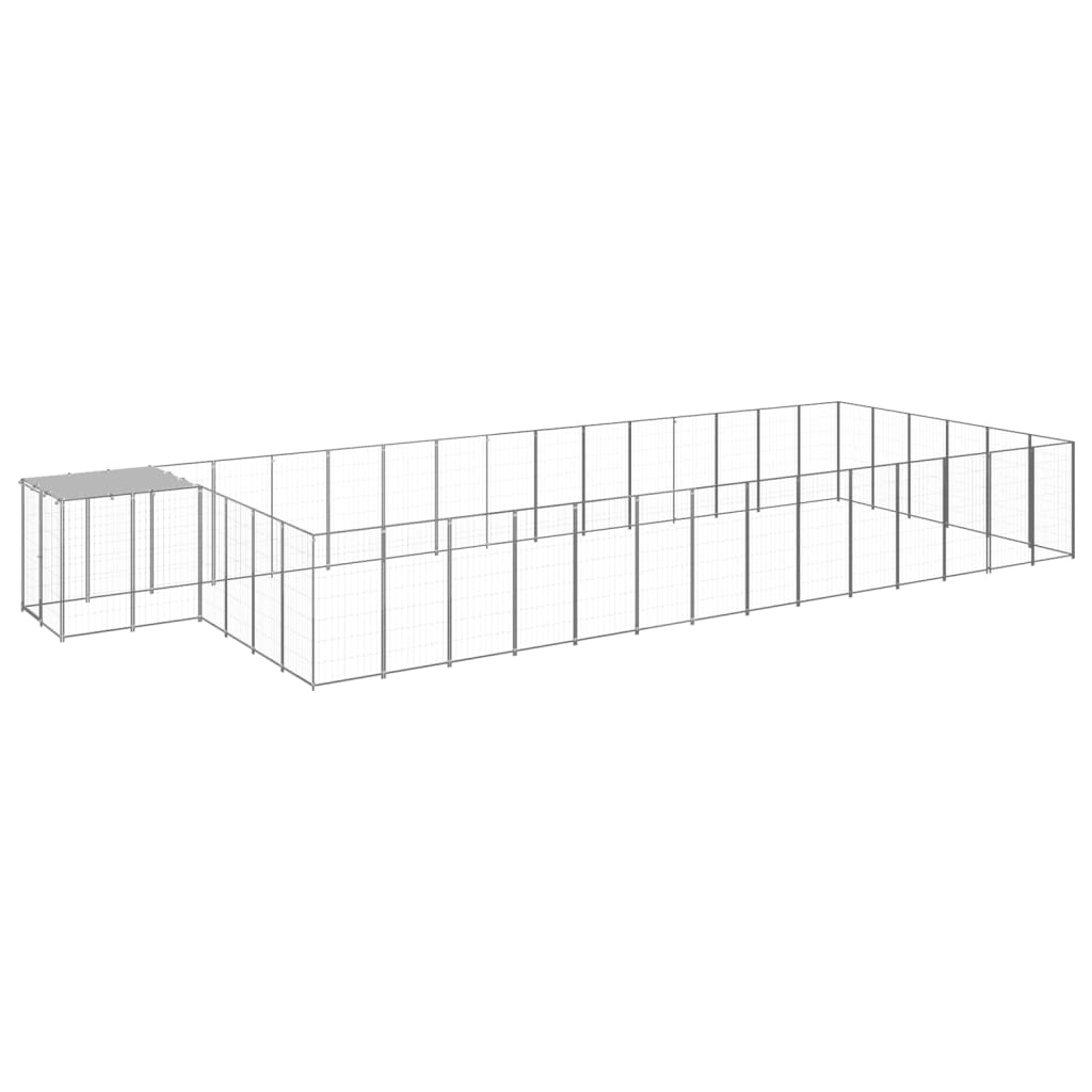 Hondenkennel 26,62 m² staal zilverkleurig is nu te koop bij PeponiXL, paradijselijk wonen!