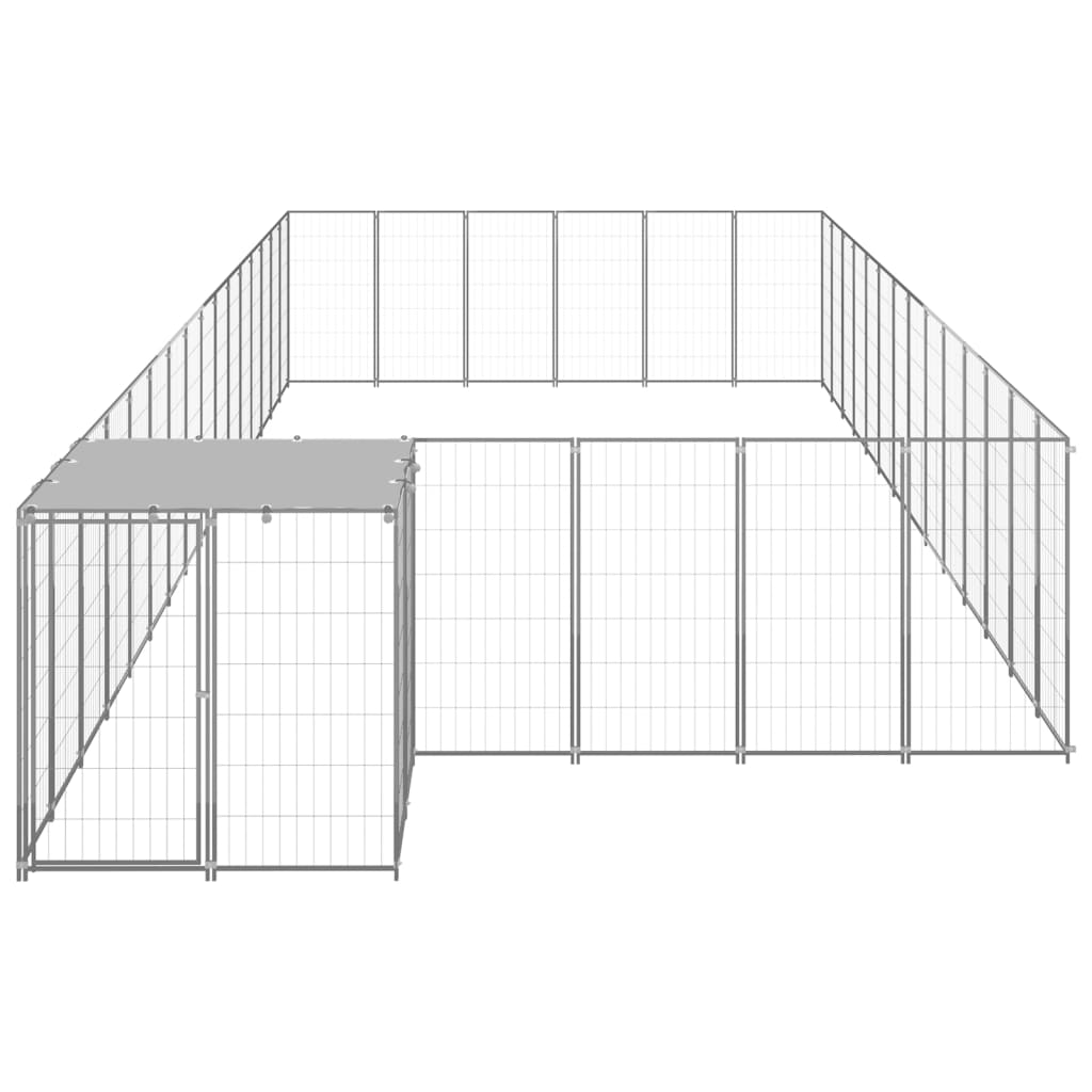Hondenkennel 26,62 m² staal zilverkleurig is nu te koop bij PeponiXL, paradijselijk wonen!