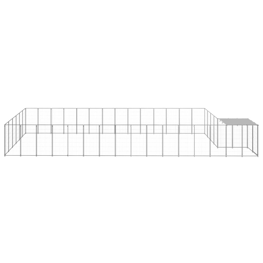 Hondenkennel 26,62 m² staal zilverkleurig is nu te koop bij PeponiXL, paradijselijk wonen!