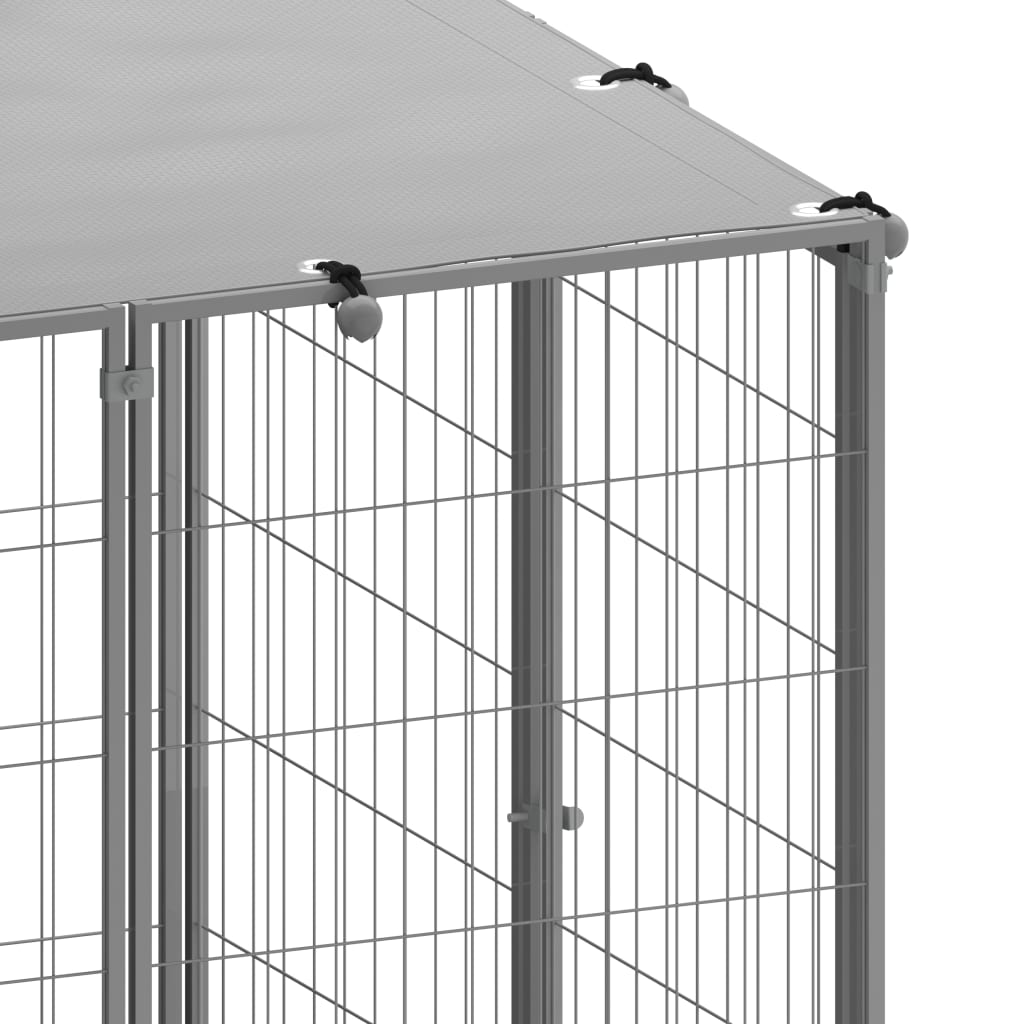 Hondenkennel 26,62 m² staal zilverkleurig is nu te koop bij PeponiXL, paradijselijk wonen!