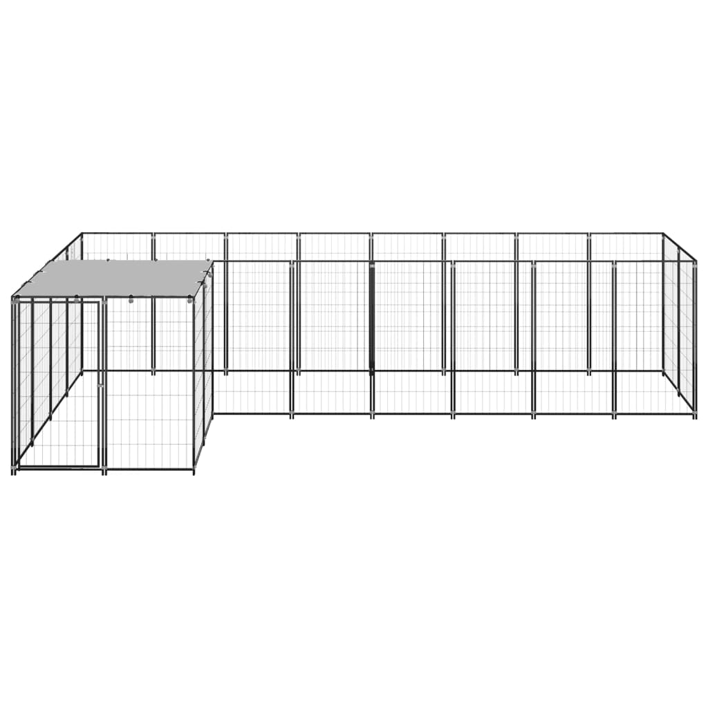 Hondenkennel 6,05 m² staal zwart is nu te koop bij PeponiXL, paradijselijk wonen!
