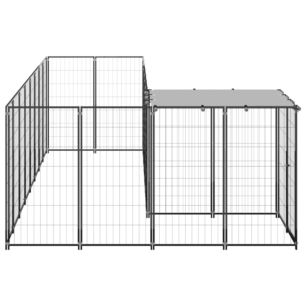 Hondenkennel 6,05 m² staal zwart is nu te koop bij PeponiXL, paradijselijk wonen!