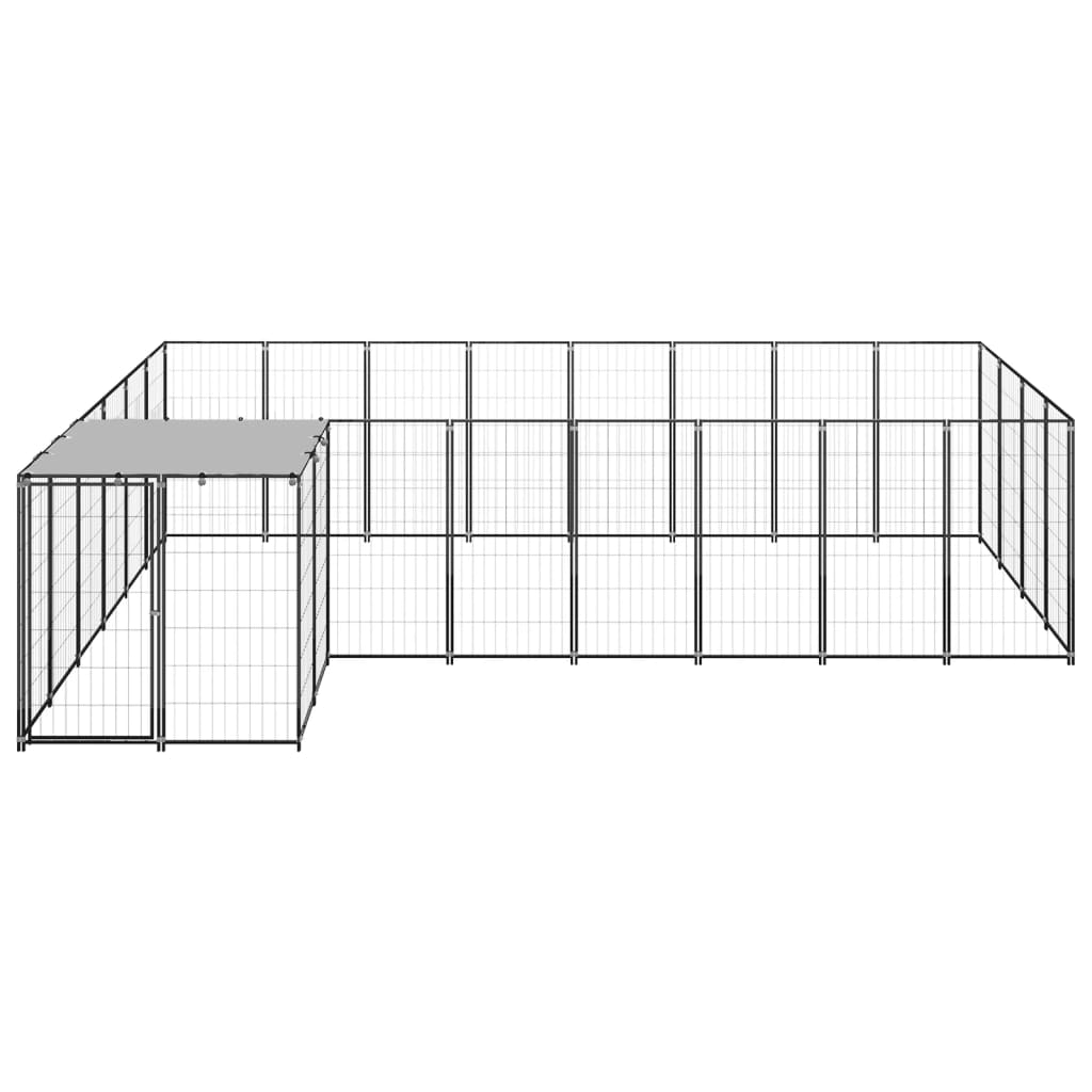 Hondenkennel 10,89 m² staal zwart is nu te koop bij PeponiXL, paradijselijk wonen!