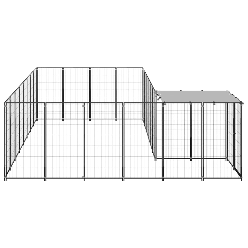 Hondenkennel 10,89 m² staal zwart is nu te koop bij PeponiXL, paradijselijk wonen!