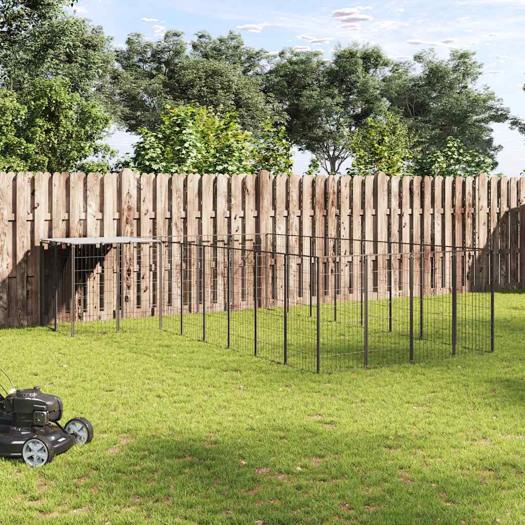 Hondenkennel 10,89 m² staal zwart is nu te koop bij PeponiXL, paradijselijk wonen!