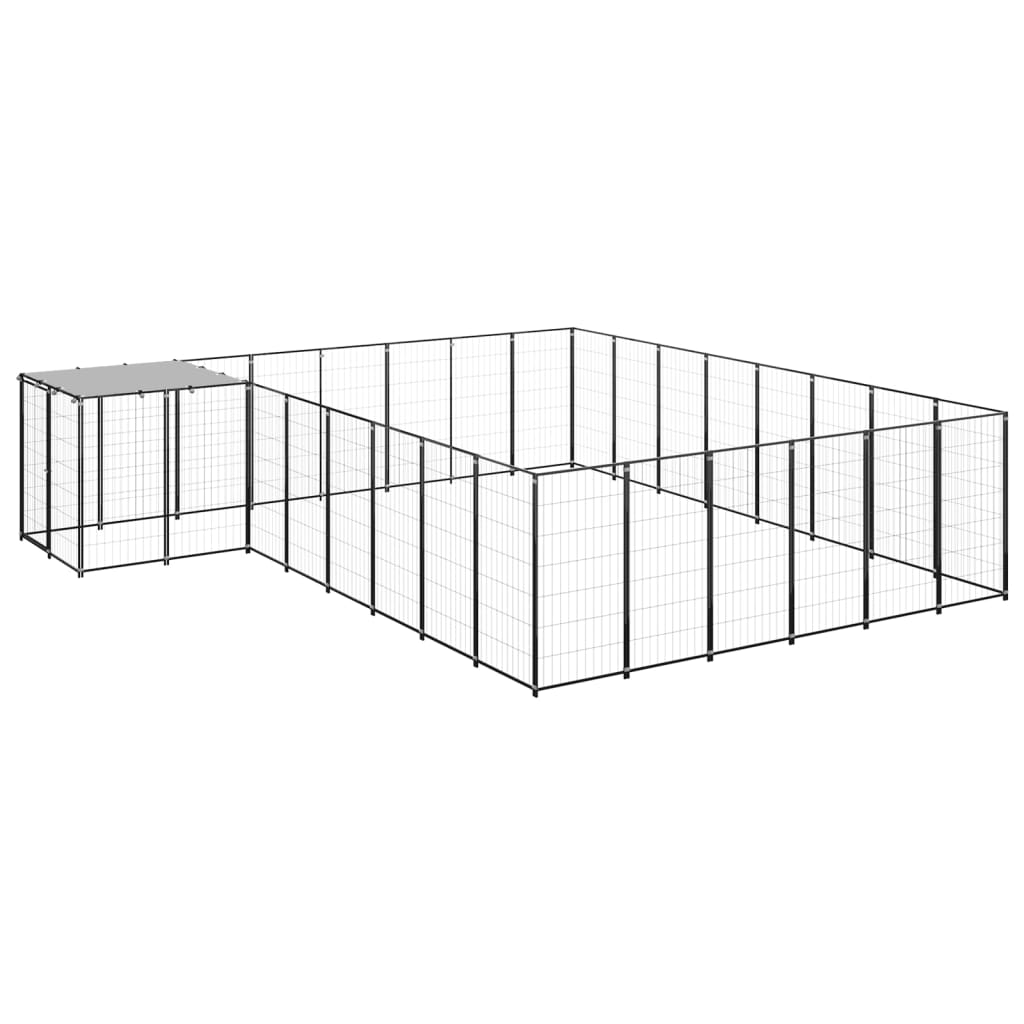 Hondenkennel 15,73 m² staal zwart is nu te koop bij PeponiXL, paradijselijk wonen!