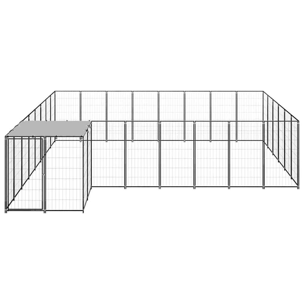 Hondenkennel 15,73 m² staal zwart is nu te koop bij PeponiXL, paradijselijk wonen!