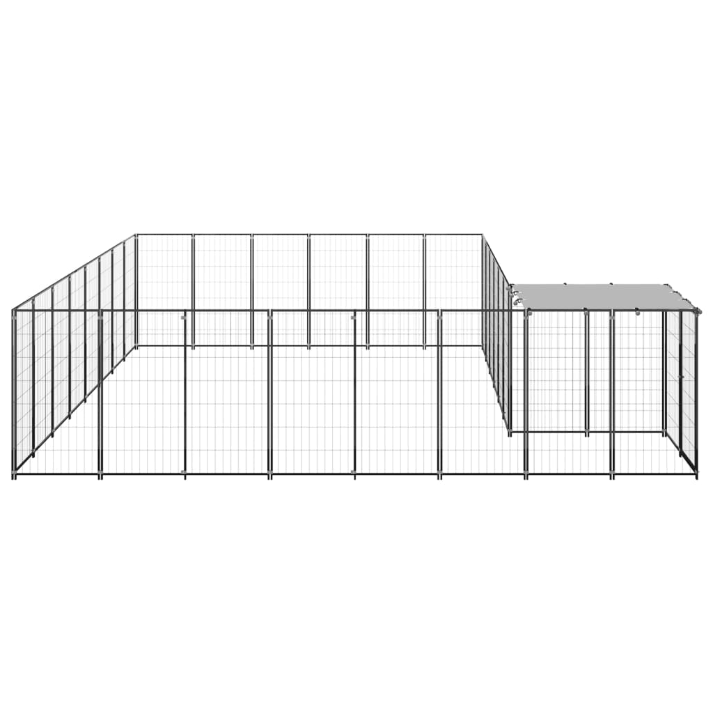 Hondenkennel 15,73 m² staal zwart is nu te koop bij PeponiXL, paradijselijk wonen!