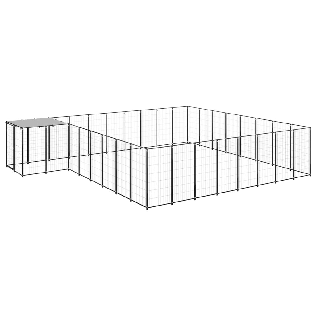 Hondenkennel 20,57 m² staal zwart is nu te koop bij PeponiXL, paradijselijk wonen!