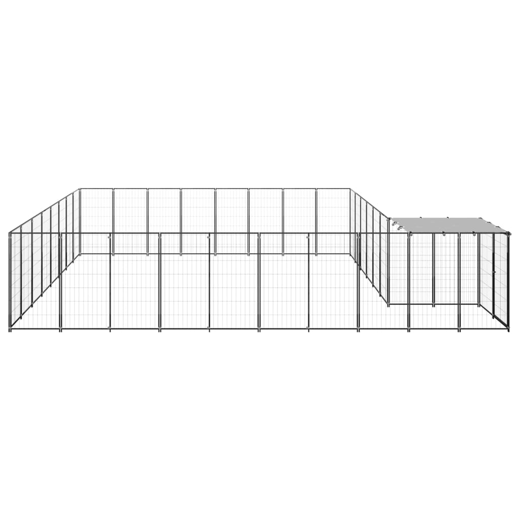 Hondenkennel 20,57 m² staal zwart is nu te koop bij PeponiXL, paradijselijk wonen!