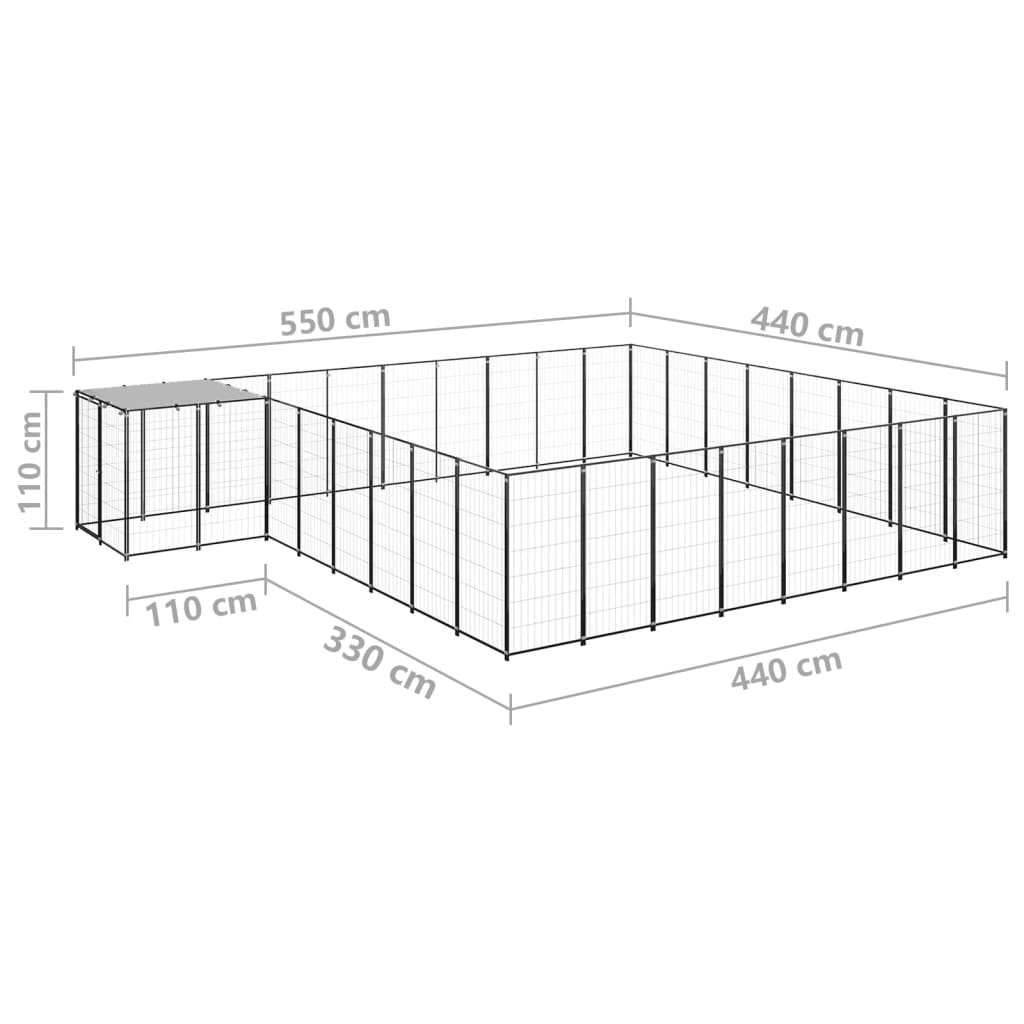 Hondenkennel 20,57 m² staal zwart is nu te koop bij PeponiXL, paradijselijk wonen!
