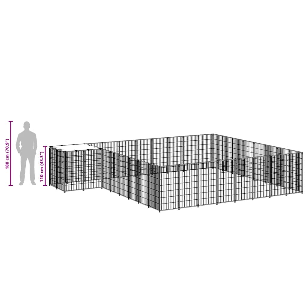 Hondenkennel 20,57 m² staal zwart is nu te koop bij PeponiXL, paradijselijk wonen!