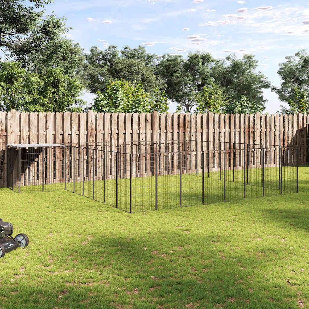 Hondenkennel 20,57 m² staal zwart is nu te koop bij PeponiXL, paradijselijk wonen!