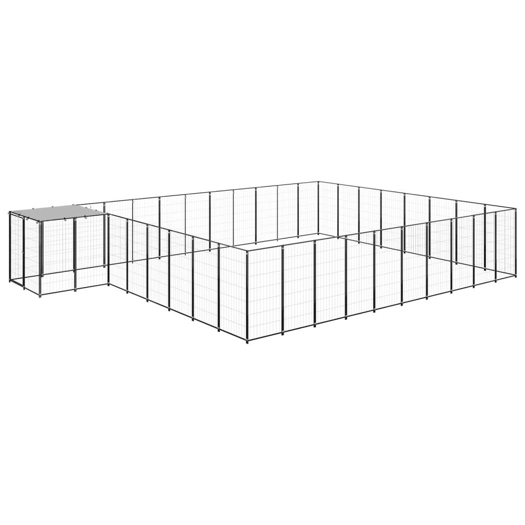 Hondenkennel 25,41 m² staal zwart is nu te koop bij PeponiXL, paradijselijk wonen!