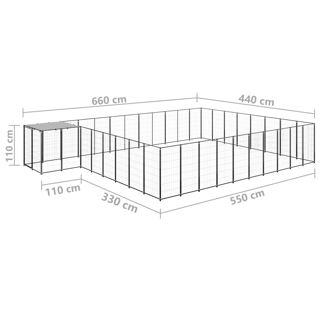 Hondenkennel 25,41 m² staal zwart is nu te koop bij PeponiXL, paradijselijk wonen!