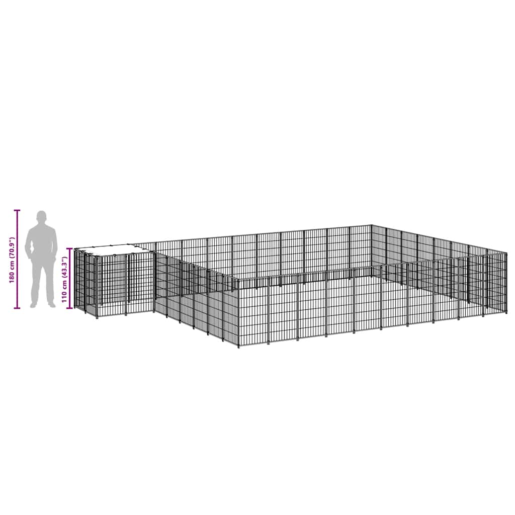 Hondenkennel 25,41 m² staal zwart is nu te koop bij PeponiXL, paradijselijk wonen!