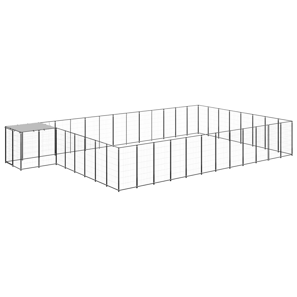 Hondenkennel 30,25 m² staal zwart is nu te koop bij PeponiXL, paradijselijk wonen!