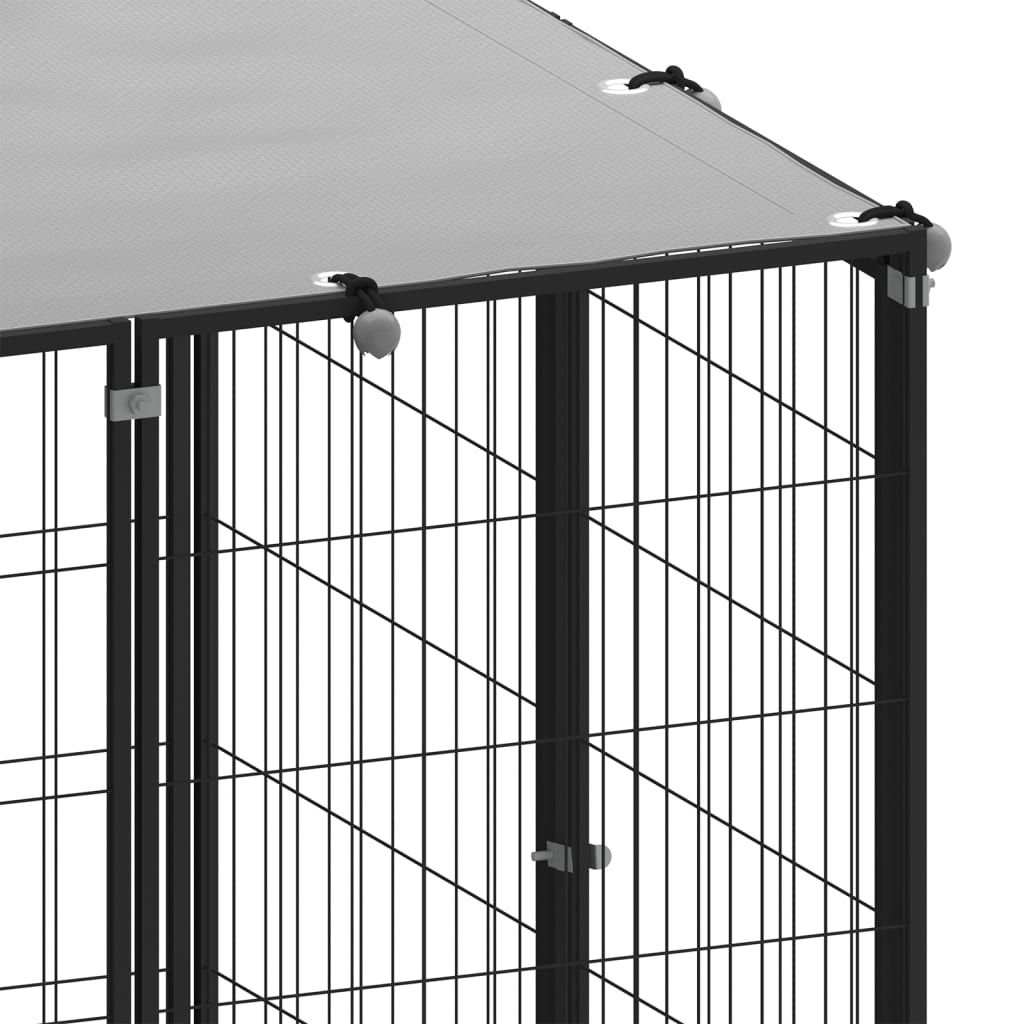 Hondenkennel 30,25 m² staal zwart is nu te koop bij PeponiXL, paradijselijk wonen!