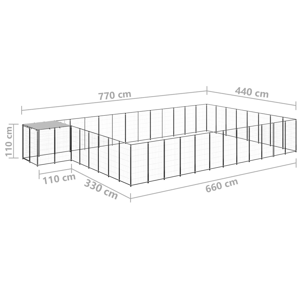 Hondenkennel 30,25 m² staal zwart is nu te koop bij PeponiXL, paradijselijk wonen!