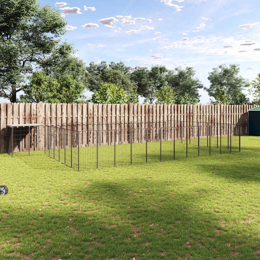 Hondenkennel 30,25 m² staal zwart is nu te koop bij PeponiXL, paradijselijk wonen!