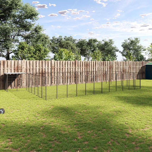 Hondenkennel 30,25 m² staal zwart is nu te koop bij PeponiXL, paradijselijk wonen!