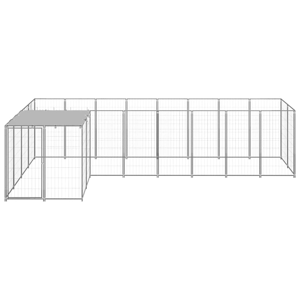Hondenkennel 6,05 m² staal zilverkleurig is nu te koop bij PeponiXL, paradijselijk wonen!