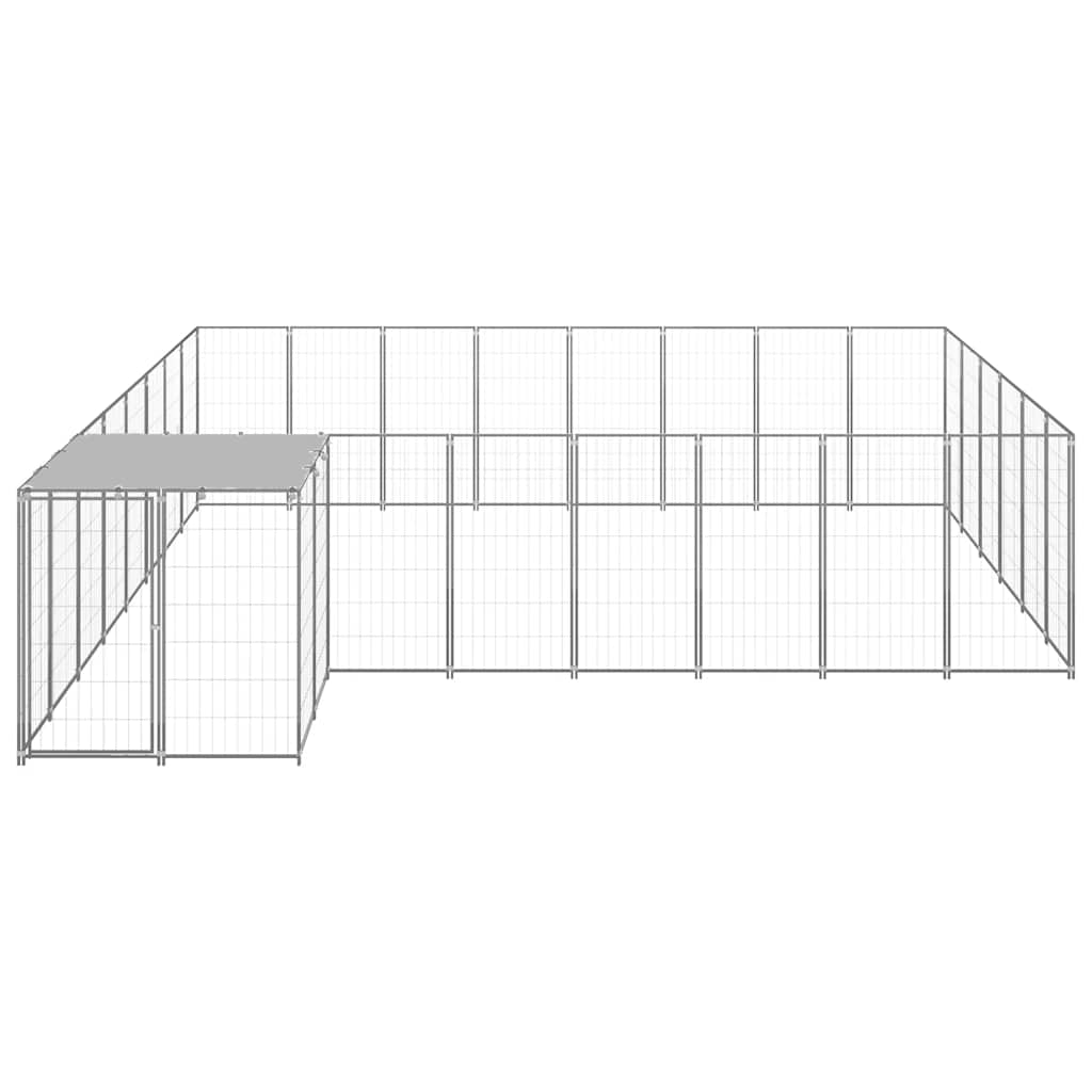 Hondenkennel 15,73 m² staal zilverkleurig is nu te koop bij PeponiXL, paradijselijk wonen!
