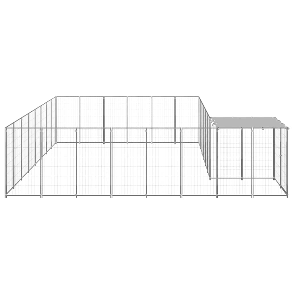 Hondenkennel 15,73 m² staal zilverkleurig is nu te koop bij PeponiXL, paradijselijk wonen!
