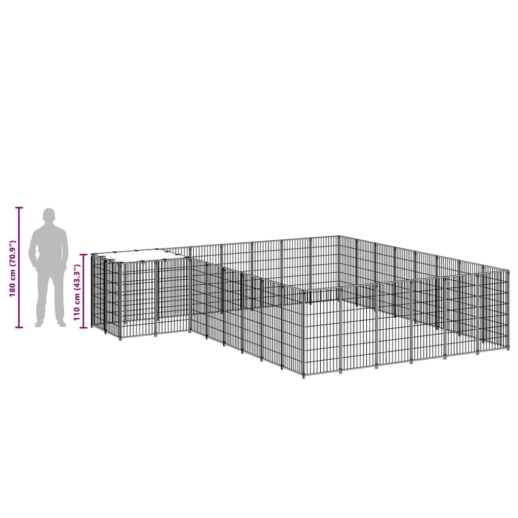 Hondenkennel 15,73 m² staal zilverkleurig is nu te koop bij PeponiXL, paradijselijk wonen!